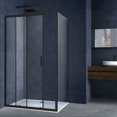 Душевой уголок Vincea Alpha, 1100х900 мм (габариты площадки), черный, стекло прозрачное VSR-3AL9011CLB