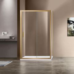 Душевой уголок Vincea Garda, 1500х800 мм (габариты площадки),  брашированное золото, стекло прозрачное VSR-1G8015CLG
