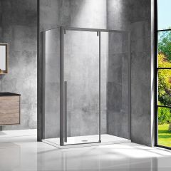 Душевой уголок Vincea Lugano, 1200х1000 мм (габариты площадки),  вороненая сталь, стекло прозрачное VSR-1L1012CLGM-1