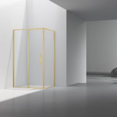 Душевой уголок Vincea Slim 8 мм, 1200х900 мм (габариты площадки),  брашированное золото, стекло прозрачное VSR-4SLP9012CLG