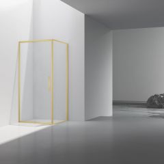 Душевой уголок Vincea Slim 8 мм, 900х900 мм (габариты площадки),  брашированное золото, стекло прозрачное VSR-4SLP9090CLG