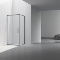 Душевой уголок Vincea Slim 8 мм, 900х900 мм (габариты площадки),  вороненая сталь, стекло прозрачное VSR-4SLP9090CLGM