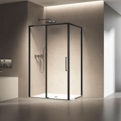 Душевой уголок Vincea Slim 8 мм, 1300х900 мм (габариты площадки),  черный, стекло прозрачное VSR-6SL9013CLB