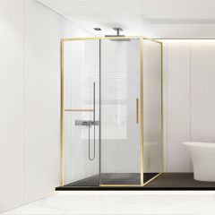 Душевой уголок Vincea Slim Soft, 1300х800 мм (габариты площадки),  брашированное золото, стекло прозрачное VSR-1SS8013CLG