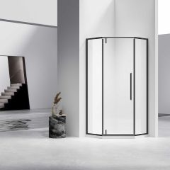 Душевой уголок Vincea Slim-N, 1000х1000 мм (габариты площадки),  черный, стекло прозрачное VSP-4SN100CLB
