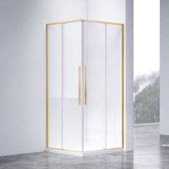 Душевой уголок Vincea Slim-N, 900х900 мм (габариты площадки),  брашированное золото, стекло прозрачное VSS-4SN900CLG