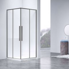 Душевой уголок Vincea Slim-N, 900х900 мм (габариты площадки),  вороненая сталь, стекло прозрачное VSS-4SN900CLGM