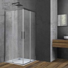 Душевой уголок Vincea Soft, 900х900 мм (габариты площадки),  вороненая сталь, стекло прозрачное  VSS-3SO900CLGM