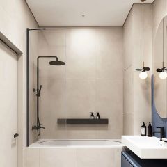Душевая шторка Veconi Palau PL84B-80-01-C7 80х150 см профиль черный, стекло прозрачное