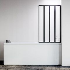 Стеклянная шторка на ванну Veconi Palau PL74BR-120-01-19C4 профиль матовый черный, 1200х1500 мм стекло прозрачное