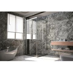1/2  Душевого угла Veconi Premium Trento PTC-20CH PTC20-CH-90-01-C4 900х2000 мм хром стекло прозрачное 8 мм
