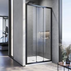 Душевая дверь Veconi Vianno VN-28B, 1200x1950 мм, Черный матовый, стекло прозрачное 5 мм, VN28B-120-01-C8