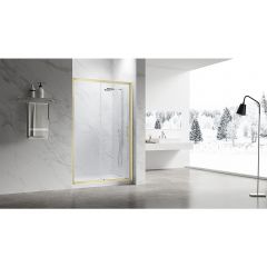 Душевая дверь Veconi Vianno VN-55G, 1300x1950 мм, Золото брашинг, стекло прозрачное 6 мм, VN55G-130-01-C8