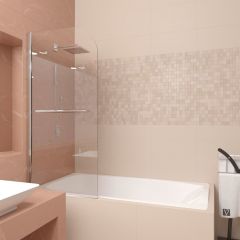 Шторка на ванну Veconi Palau 90х150 см стекло прозрачное, хром (PL80-90-01-19C1)