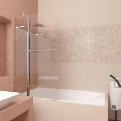 Шторка на ванну Veconi Palau 90x150 см стекло прозрачное, профиль черный (PL81-90-01-19C1)