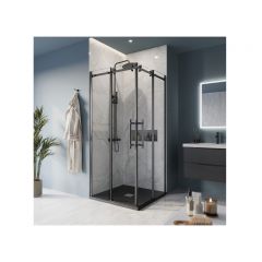Душевой уголок BelBagno MARINO-A-2-90-C-NERO черный, стекло прозрачное 8 мм (900х1950х900)