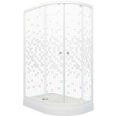 Душевой уголок Тритон (Triton) Коралл 800х1200х1915 мм, прозрачный,с рисунком 4 мм, профиль белый (Щ0000043489) А левая, низкий поддон, мозаика (3 места)