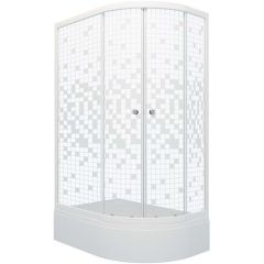 Душевой уголок Тритон (Triton) Коралл 800х1200х2055 мм, прозрачный,с рисунком 4 мм, профиль белый (Щ0000038528) В левая, средний поддон, мозаика (3 места)