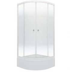 Душевой уголок Тритон (Triton) Лайт 900х900х2050 мм, прозрачный 4 мм, профиль белый (Щ0000039803) В, средний поддон, Градиент, (3 места+сифон D90мм)