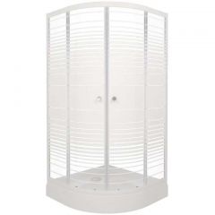 Душевой уголок Тритон (Triton) Полосы 1000х1000х2050 мм, прозрачный,с рисунком 4 мм, профиль белый (Щ0000061793) А (3 места+сифон D90)