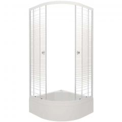 Душевой уголок Тритон (Triton) Полосы 1000х1000х2050 мм, прозрачный,с рисунком 4 мм, профиль белый (Щ0000061787) В (3 места+сифон D50)