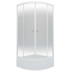 Душевой уголок Тритон (Triton) Сатин 900х900х2055 мм, прозрачный 4 мм, профиль белый (Щ0000058491) В, средний поддон, (3 места+сифон D50мм)