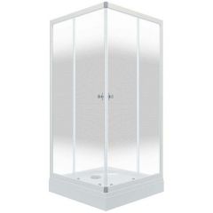 Душевой уголок Тритон (Triton) Сатин-К 900х900х1745 мм, прозрачный 4 мм, профиль белый (Щ0000058487) А, низкий поддон, (2 места+сифон D90мм)