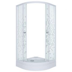 Душевой уголок Тритон (Triton) Стандарт 900х900х1910 мм, прозрачный,с рисунком 4 мм, профиль белый (Щ0000025432) А, низкий поддон, аква, мозаика (3 места+сифон D90мм)