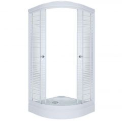 Душевой уголок Тритон (Triton) Стандарт 900х900х1910 мм, прозрачный,с рисунком 4 мм, профиль белый (Щ0000025434) А, низкий поддон, аква, полосы (3 места+сифон D90мм)