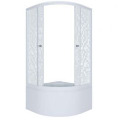 Душевой уголок Тритон (Triton) Стандарт 900х900х1920 мм, прозрачный,с рисунком 4 мм, профиль белый (Щ0000025441) Б, глубокий поддон, аква, мозаика (5 места+сифон D50мм)