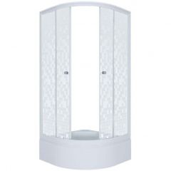 Душевой уголок Тритон (Triton) Стандарт 900х900х2050 мм, прозрачный,с рисунком 4 мм, профиль белый (Щ0000025436) В, средний поддон, аква, мозаика (3 места+сифон D50мм)