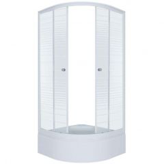 Душевой уголок Тритон (Triton) Стандарт 900х900х2050 мм, прозрачный,с рисунком 4 мм, профиль белый (Щ0000025438) В, средний поддон, аква, полосы (3 места+сифон D50мм)