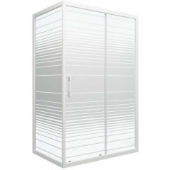 Душевой уголок Тритон (Triton) Фьюжн 800х1000х2020 мм, прозрачный,с рисунком 4 мм, профиль белый (Щ0000045120) А, низкий поддон, полосы (4места)