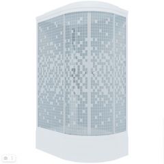 Душевая кабина Тритон (Triton) Коралл 1200х800х2315 мм, с рисунком 4 мм, профиль белый (Щ0000038532) В левая, средний поддон, мозаика, ДН4 (7 мест)