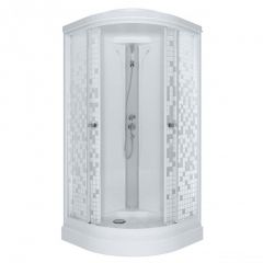 Душевая кабина Тритон (Triton) Стандарт 1000х1000х2280 мм, с рисунком 4 мм, профиль белый (Щ0000030289) А, низкий поддон, аква, мозаика, ДН4 (7 мест+сифон D90мм)