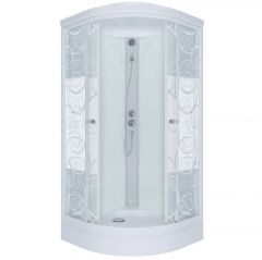 Душевая кабина Тритон (Triton) Стандарт 1000х1000х2280 мм, с рисунком 4 мм, профиль белый (Щ0000030290) А, низкий поддон, аква, Узоры, ДН4 (7 мест+сифон D90мм)