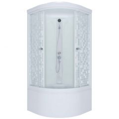 Душевая кабина Тритон (Triton) Стандарт 900х900х2160 мм, с рисунком 4 мм, профиль белый (Щ0000027241) Б, глубокий поддон, аква, мозаика, ДН4 (9 мест+сифон D50мм)