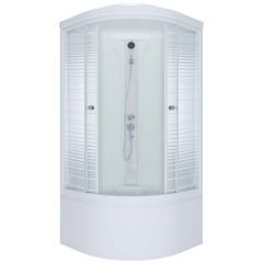 Душевая кабина Тритон (Triton) Стандарт 900х900х2160 мм, с рисунком 4 мм, профиль белый (Щ0000027242) Б, глубокий поддон, аква, полосы, ДН4 (9 мест+сифон D50мм)