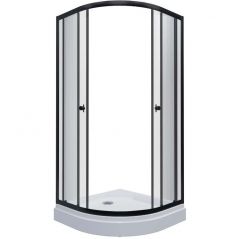 Душевой уголок Тритон (Triton) Альфа-Блэк 900х900х2020 мм, прозрачный 4 мм, профиль черный (Щ0000054223) низкий поддон (2 места+сифон D90мм)