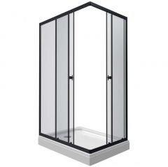 Душевой уголок Тритон (Triton) Вента-Блэк 800х1000х2020 мм, прозрачный 4 мм, профиль черный (Щ0000057855) низкий поддон (2 места+сифон D90мм)
