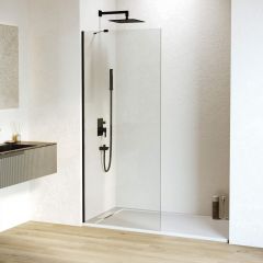 Душевая перегородка RGW Walk In 110 х 195 см WA-110-B черный цвет, прозрачное стекло 8 мм, EasyClean (351011011-14)