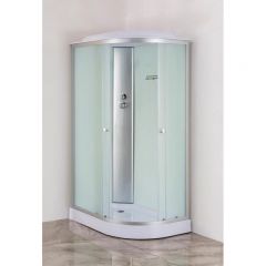Душевая кабина EvaGold прямоугольная левая F121WS-L 80х120 см, низкий поддон, рифленое стекло, белая стенка, хром матовый профиль, 3к