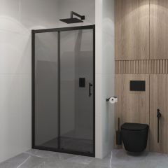 Душевое ограждение в проем EvaGold EG1BT 120х190 см, профиль черный матовый, тонированное стекло