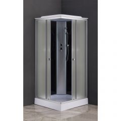 Душевая кабина EvaGold квадратная F901BS-Q 90х90 см, низкий поддон, рифленое стекло, черная стенка, хром матовый профиль, 4к