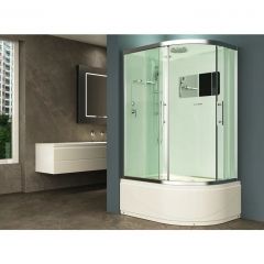 Душевая кабина Esbano Elegancia полукруглая с крышей и высоким поддоном EST-129CRB (L) 120x90x210 см