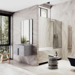 Шторка для ванны в узком профиле Maybahglass (Майбахгласс) 1400х800 мм, стекло Бронза матовая , профиль Бронза MGV-76-2у