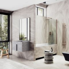 Шторка для ванны Maybahglass (Майбахгласс) поворотная на монопетле 1400х400 мм, стекло Сатин , профиль Бронза MGV-605-2