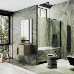 Шторка для ванны Maybahglass (Майбахгласс) поворотная на монопетле 1400х600 мм, стекло Сатин , профиль Черный MGV-615-6