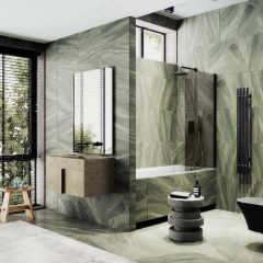 Шторка для ванны Maybahglass (Майбахгласс) поворотная на монопетле 1400х800 мм, стекло Бронза , профиль Черный MGV-622-6