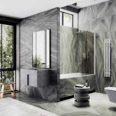 Шторка для ванны Maybahglass (Майбахгласс) поворотная на монопетле 1400х800 мм, стекло Бронза , профиль Белый MGV-622-1